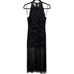 Vestido ajustado Tadashi años 90 cinta acento malla transparente mini vestido vanguardista - Imagen 1 de 4