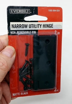 EverBilt #28947 3 pulgadas bisagra utilitaria estrecha (paquete de 2) negro mate Foto 1 de 4