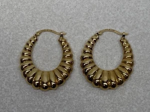 Vintage Carla 14k Gelbgold Garnelen Creolen 2,772 Gramm - Bild 1 von 17