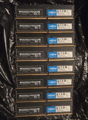 Micron 128gb (16GB x 8) 1Rx4 PC4-2666V-RC1-11 MTA18ASF2G72PZ-2G6D2QI RAM - Image 1 of 2