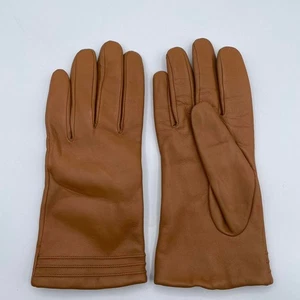 Women's 7.5 Brown Leather Lined Gloves Retro Winter Capsule Minimalist Retro Ski - Picture 1 of 7