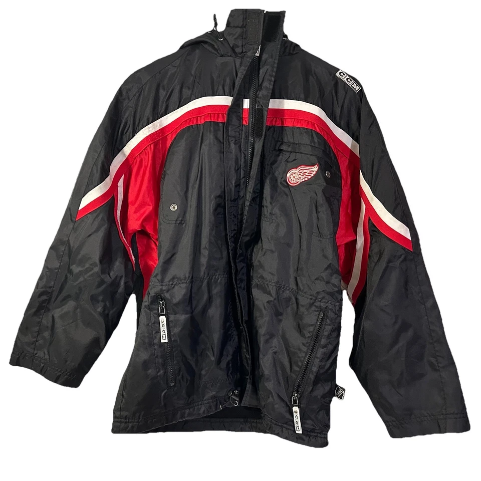 CCM Detroit Red Wings Sudadera con Capucha Abrigo de Invierno Juvenil Grande Negro NHL Cosido/Cosido Foto 1 de 4