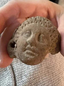 Antique Terracotta Female Head Greek 4cm - 1.5in Roman Alexandrian Artifact - Picture 1 of 6