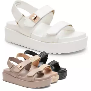 Women Arch Support Low Wedge Sandals Ankle Strap Open Toe Platform Sandals - Picture 1 of 36