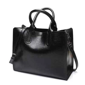 ACELURE Lederhandtaschen große Damentasche hochwertige Freizeit Damen Taschen SCHWARZ - Bild 1 von 3