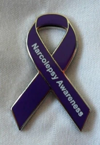 Narcolepsy Purple enamel awareness ribbon pin badge / brooch Sleep Disorder - Picture 1 of 1