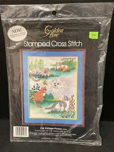 Golden Bee Cross Stitch Cat Collage Picture 20293 Kittens Tabby - Picture 1 of 2