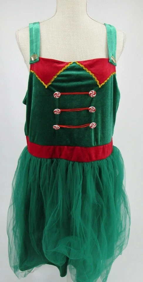 Born Famous Women's XL Green Ugly Holiday Tulle Sleeveless Graphic Dress B207