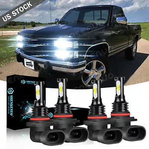 For C1500 2500 3500 1990-98 6000K white LED Headlight Hi/Lo Beam 4x Bulbs - Picture 1 of 10
