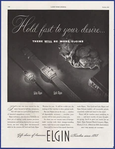 Vintage 1945 ELGIN Watches Lord Lady Watch Ephemera 1940's Print Ad - Picture 1 of 1