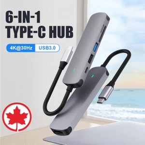 6in1 60W USB Type C Hub With 4K HDMI 2 USB Ports SD/TF Card Reader USB C Adapter