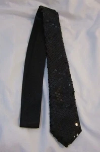 Unisex Bright 3" Solid Black Sequin Adjustable Neck tie-Black Sequin-Brand New!! - Picture 1 of 2