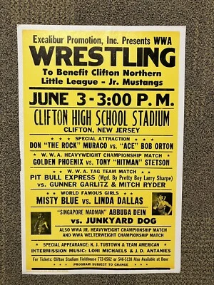 Póster de lucha libre WWF de colección 17x26 chatarra perro Bob Orton Muraco cartón WWA Nwa Foto 1 de 4