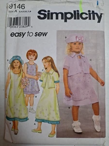 Dress Jumper Jacket Hat Girls 3 4 5 6 7 8 Simplicity 9146 Sewing Pattern Easy UC - Picture 1 of 8