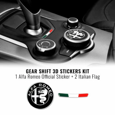 Kit Adesivo Alfa Romeo Logo 51 mm + Bandiera per Interno Giulia Stelvio - Immagine 1 di 4