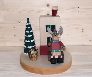 Räucherelch am Räucherofen geschnitzt 9 cm bunt Weihnachtsfigur NEU - Picture 1 of 1