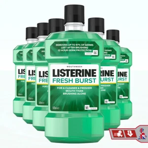 6x500ml Listerine Mouthwash Fresh Burst Oral Dental Care Antibacterial Freshness - Picture 1 of 3