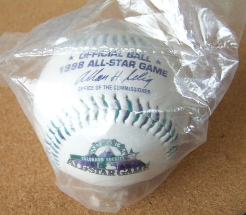 Replica Official Game Ball 1998 AS All-Star Game baseball green-purple stitching Cover