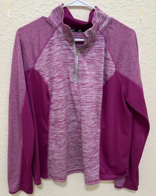 Avia Women's Activewear Front Quarter Zip Top Long Sleeves Thumb Holes L-XL - Image 1 of 3