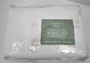 Signature Collection King Size Brushed Microfiber 4 Piece Sheet Set White - Picture 1 of 7