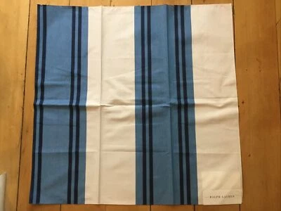 RALPH LAUREN 24" X 24” TELA REMANENTE "Guirnalda Rayas Azul Real"India #67 Foto 1 de 4