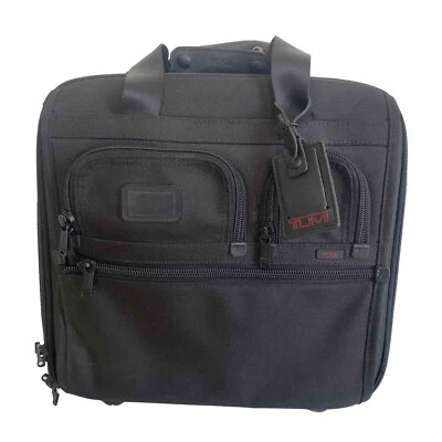TUMI ALPHA DELUXE BLACK COMPACT ROLLING CARRY ON BRIEF 26123DH - Image 1 of 4