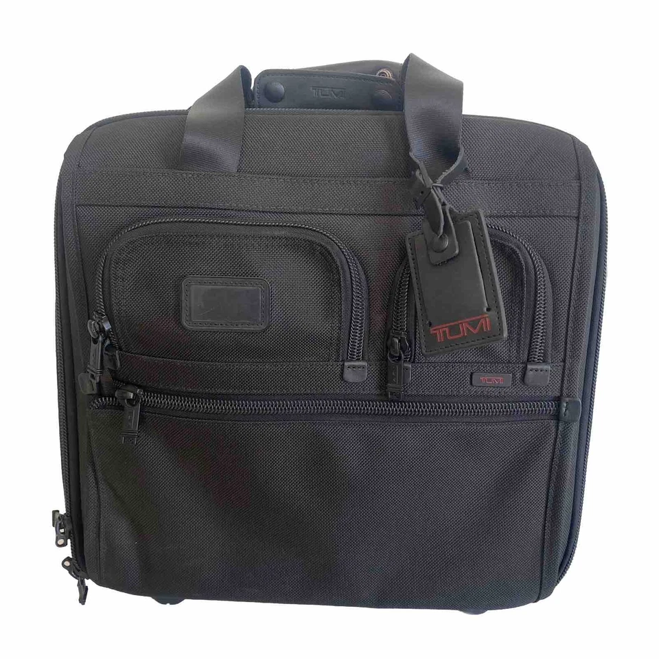 TUMI ALPHA DELUXE BLACK COMPACT ROLLING CARRY ON BRIEF 26123DH - Image 1 of 4