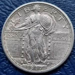 1917 D Tipo 1 Cuarto Libertad Permanente 25c Alto Grado BU CABEZA COMPLETA #72434 - Imagen 1 de 2