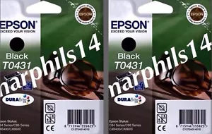 T0431 x 2 Epson Black High Capacity Ink Cartridge, Genuine T0431x2, Epson Stylus - Picture 1 of 4