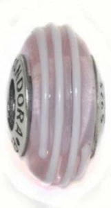 Authentic Pandora® Charm & Jared Box Pink Ribbons Glass Murano 790617 - Picture 1 of 2