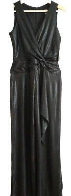 Taylor Black Label Womens Black Sleeveless V Neck Evening Jumpsuit Size: 8 - Image 1 of 4