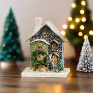 Ragon House Christmas 7.25” Light Up Putz Style Snow Green House - Picture 1 of 3