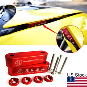 2Pcs JDM PASSWORD Red Aluminum Billet Engine Hood Vent Spacer Riser Universal - Picture 1 of 10