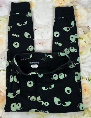 Antiguo Azul Marino BRILLA EN LA OSCURIDAD Pijama Leggings Talla 5T Pantalones Ojos Verdes Foto 1 de 4