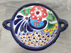 Mexico Ceramic Talavera Small Bowl Dish Hand Painted Terracotta Handles