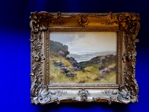 Aceite de paisaje costero enmarcado Alfred Oliver 1868 - 1943 a bordo - principios del siglo XX - Imagen 1 de 19