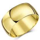 9ct Gelbgold Ring 9mm Extra Schweres Gewicht D Form Ehering R-Z
