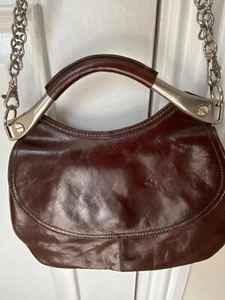 BRAND NEW KENNETH COLE DARK BROWN PATENT LEATHER BAG WITH CHAIN HANDLE!! - Picture 1 of 9