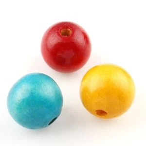 50 Holzperlen 20mm Bunt 4,5mm Großes Loch Schmuck Bastelholz Kinder Holz H169 - Bild 1 von 2