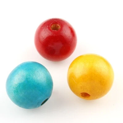 50 Holzperlen 20mm Bunt 4,5mm Großes Loch Schmuck Bastelholz Kinder Holz H169 - Bild 1 von 2