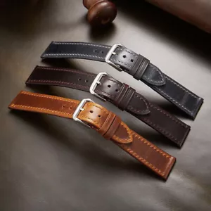 Wristband Watch Band Strap Classic Genuine Leather Replacement 18 19 20 21 22mm - Picture 1 of 30