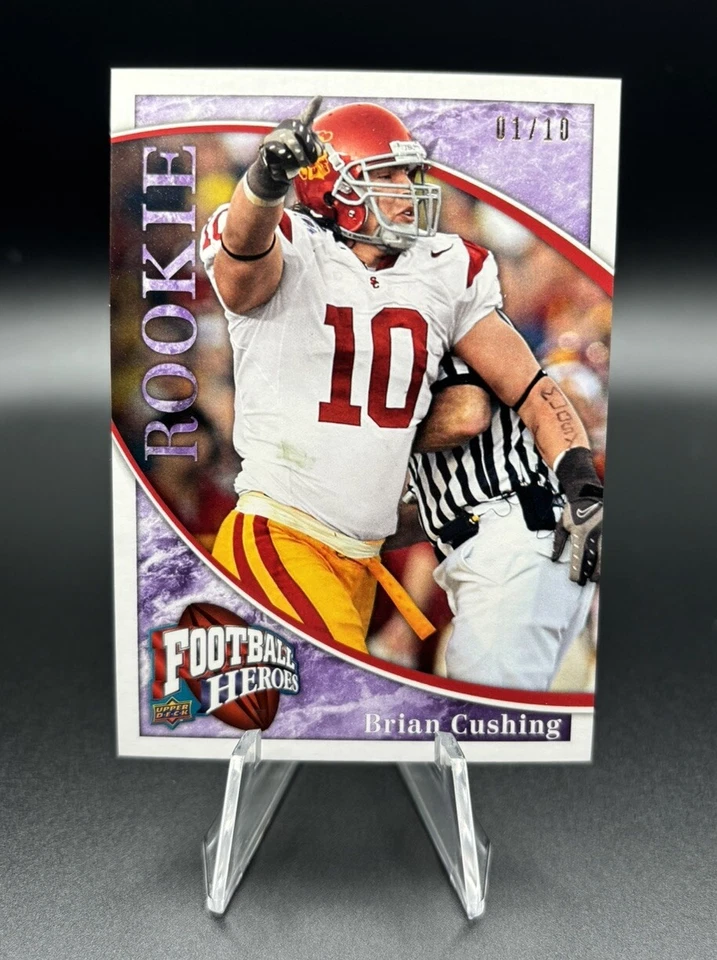 2009 Upper Deck Football Heroes Purple 01/10 eBay 1/1 Brian Cushing 169 Non Auto - Image 1 of 2