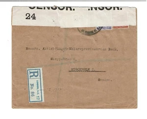 1 X Großbritannien Feb 1917 Einschreiben Bedarfsbrief mit DR Zensur.Top Zustand. - Bild 1 von 2