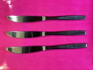 3 Coltelli da Pranzo Imperial International ROSE SILHOUETTE Acciaio Inox 8-3/4" - Foto 1 di 9