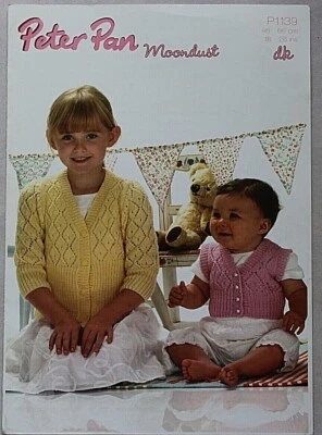 Peter Pan Knitting Pattern P1139-  Childs Cardigans in DK - Image 1 of 2