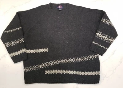 Suéter Allen Solly Para Hombre Talla Grande 100% Lana de Cordero Tejido Cuello Redondo Gris con Blanco Foto 1 de 4