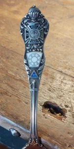 Antiker Sterling Andenken Löffel: Emaillierte Tempelritter / Freimaurer 33gr - Bild 1 von 2