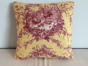 Waverly Pillow Petite Ferme Spice Red Gold French Country Toile Rooster Chicken - Picture 1 of 2