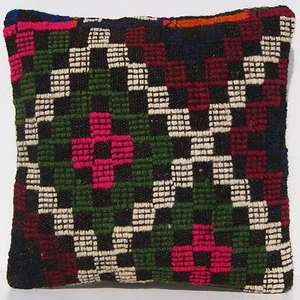  14"X14" HOME LIVING TURKISH PILLOW COVER SQUARE GREEN STRIPED AREA RUGS 20+ - Picture 1 of 3