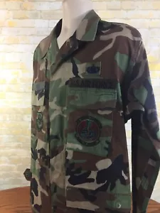 US Air Force Men's Woodland Camo Fatigues 430 logistics Hines Size Medium MJ28 - Picture 1 of 13